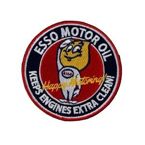 Motor Oil Esso Vintage Hapy Motoring Iron On Embroidered Patch